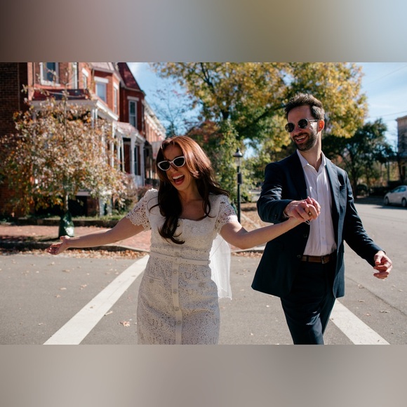 Self-Portrait Cream Guipure Lace Belted Minidress - Picture 5 of 6